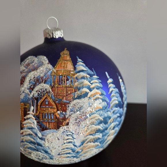 Millenium Colection Blue/ White Holiday Glass Ornament - Picture 3 of 10